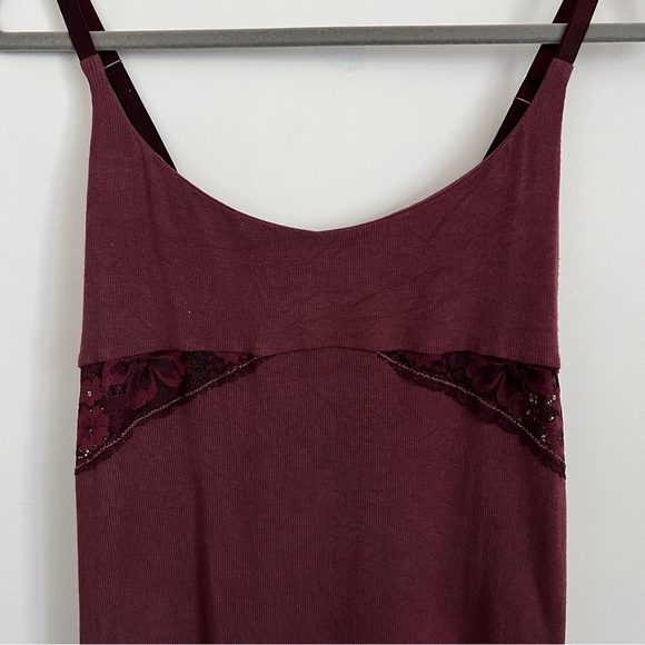 Victoria’s Secret Y2K Slip Dress Burgundy Lace Trim Coquette Mini - Picture 2 of 14